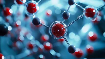 Molecular Structure with Red and Gray Spheres