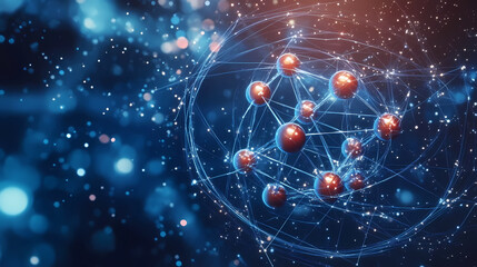 Molecular Structure with Red and Blue Spheres