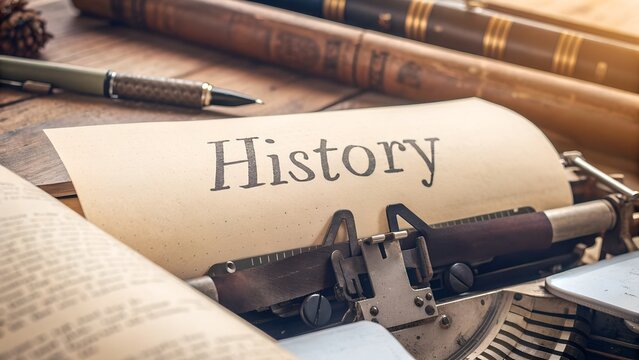 History Concept titile Vintage Typewriter with 