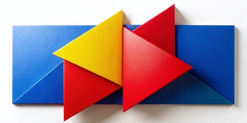Poster - Abstract Geometric Art: Vibrant Red, Blue, Yellow Shapes - Modern Design Stock Photo