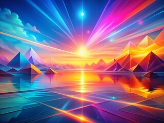 Poster - Abstract Gradient Geometric Landscape Background: Colorful Shapes & Hues