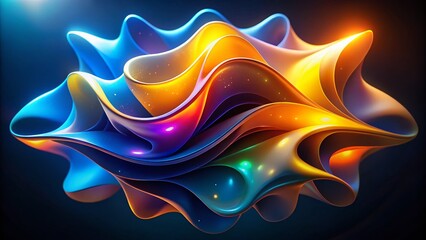 Poster - Abstract Neon Shapes Bokeh Background - Blue, Yellow, Orange