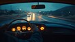 © rashyn - Classic car driving at night on highway with rain