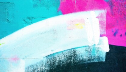 Poster - bold abstract brushstroke on textured wall with vivid turquoise, magenta, and white paint modern art backdrop for design use

