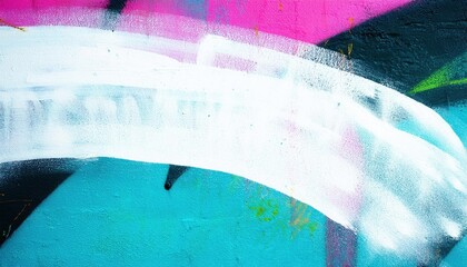 Poster - bold abstract brushstroke on textured wall with vivid turquoise, magenta, and white paint modern art backdrop for design use

