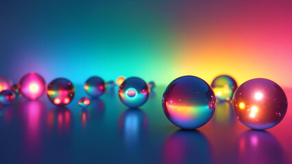 Poster - Abstract colorful spheres with rainbow light on a glowing background