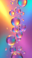 Poster - Abstract colorful spheres with rainbow light on a glowing background