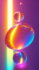 Poster - Abstract colorful spheres with rainbow light on a glowing background