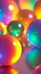 Aufkleber - Abstract colorful spheres with rainbow light on a glowing background