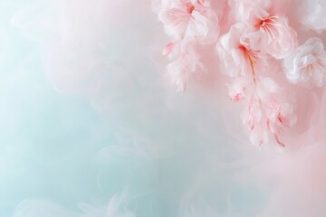 Poster - Delicate pastel strokes merge into soft hues, creating a dreamy atmosphere filled with subtle floral shapes. Ideal for conveying a serene spring vibe, with space for added text