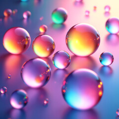 Poster - Abstract colorful spheres with rainbow light on a glowing background
