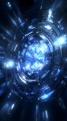 Poster - Blue energy vortex, futuristic design, tech background