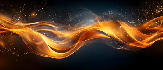 Poster - Golden wave, dark background, abstract design