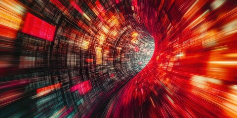 Wall Mural - Colorful digital vortex with dynamic movement and abstract patterns