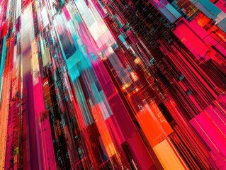 Wall Mural - Colorful abstract composition highlighting vibrant textures and lines