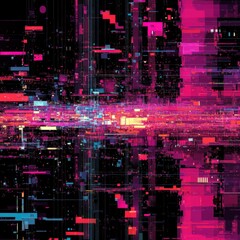 Wall Mural - Vibrant digital abstraction with bright colors and intricate patterns