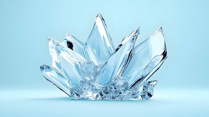 Sparkling Crystal Formation in Soft Blue Background for Creative Use