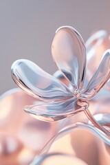 Poster - Hyper-detailed abstract flowers crafted from liquid metal float in a minimalist space