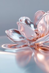 Poster - Floating in a serene, minimalist setting, these hyper-detailed flowers crafted from liquid metal catch soft light, creating a surreal luxury experience with ample space for text integration