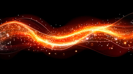 Poster - Orange energy wave, dark background, abstract art