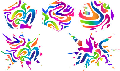 Poster - Abstract shape of rainbow colored curved lines with background. Abstract wavy colorful lines