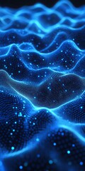 Poster - blue wave, technology in abstract background, data movement graphic illustration, futuristic concept