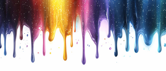 Poster - Rainbow paint drips, white background. Design