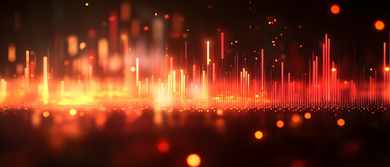 Poster - Red energy bursts, dark background. Abstract digital art