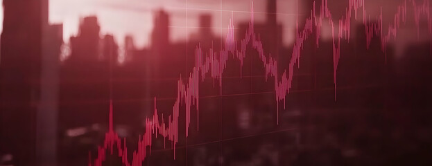 Poster - Cityscape stock market graph, business