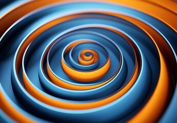 Poster - Blue and Orange Spiral Background with Circular Shape Design