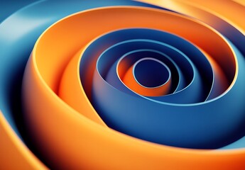 Poster - Abstract Spiral Design in Blue and Orange Soft Curves