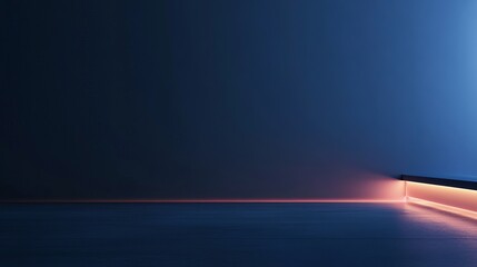 Wall Mural - 3D neon background with glowing lines on a dark wall pink and blue illumination
