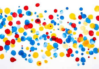 Poster - Colorful Polka Dots in Red, Blue, and Yellow on White Background