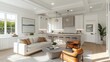 © Puttipong - Warm and inviting living space featuring a mid-century modern armchair and a white wall background.