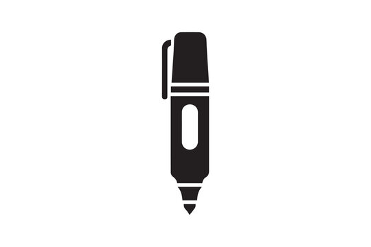 Highlighting pen icon black color vector silhouette illustration isolated in white background