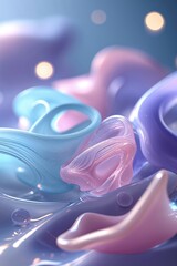 Poster - Colorful abstract shapes blend together in a captivating display of smooth textures and soft hues