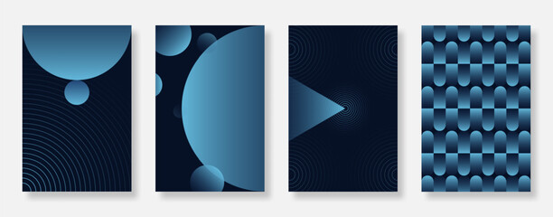 Poster - Set of vibrant gradient poster with geometric prism shapes. Suitable for cover, banner, social media and flyer background