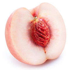 Wall Mural - peach fruit with leaf isolated on white background, fresh peach on white background with work path.