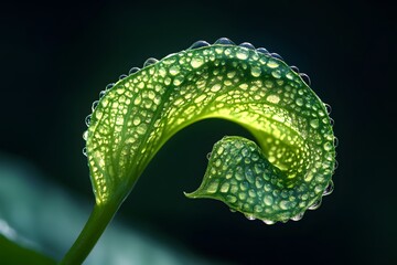 Wall Mural - green leaf with water drops