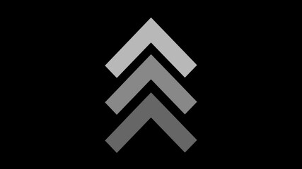 3d arrow icon swipe up animation black background. UP Directional Arrow Loop Animation. Animated arrows for the overlay video layer. 3d arrow directional.