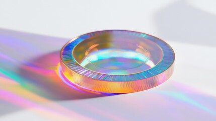 Canvas Print - A futuristic Solana coin with a holographic finish on a white background highlighted by soft lighting