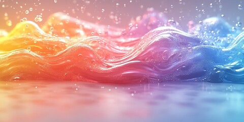 Poster - Colorful abstract waves with bubbles create a vibrant and dynamic background