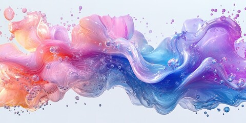 Poster - Colorful fluid swirl with bubbles showcases vibrant hues in a mesmerizing abstract design