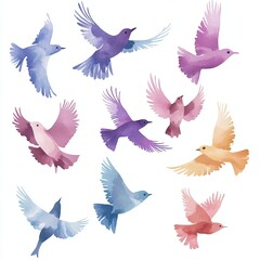  Watercolor Silhouettes of Birds in Flight Elegant Nature Artwork