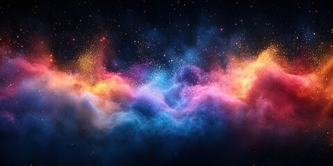 Poster - Colorful cosmic cloud formation with vibrant hues illuminating the night sky scene