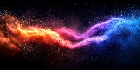Poster - Colorful cosmic swirl displays vibrant hues of orange, pink, and blue against a dark backdrop
