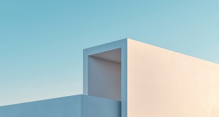 Poster - Minimalist in nature, the abstract building design boasts a futuristic aesthetic, visualized through a 3D rendering process