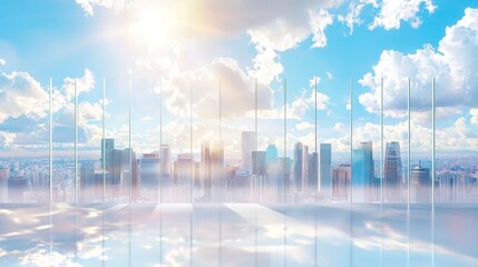 Poster - a modern office building or business center, distinguished by its high-rise glass architecture, refl