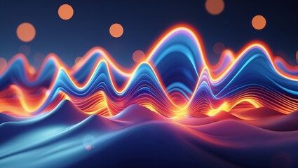 Poster - Visual representation of sound waves displaying dynamic patterns in bright colors during nighttime