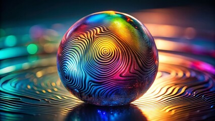 Poster - Colorful Abstract Fingerprint Reflections on Wet Surface - Panoramic Stock Photo